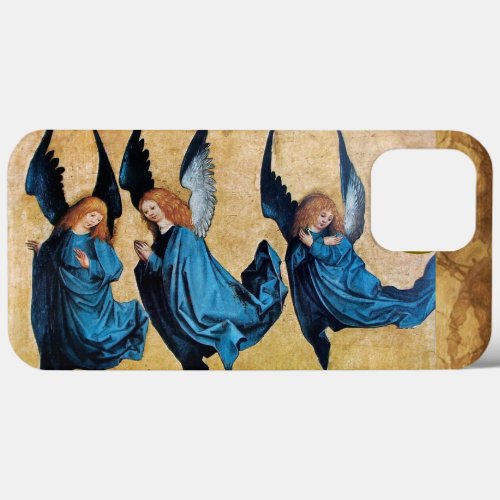 THREE CHRISTMAS ANGELS IN BLUE PARCHMENT iPhone 13 PRO MAX CASE
