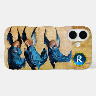 THREE CHRISTMAS ANGELS IN BLUE PARCHMENT MONOGRAM iPhone 16 CASE