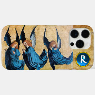 THREE CHRISTMAS ANGELS IN BLUE PARCHMENT MONOGRAM iPhone 16 PRO MAX CASE