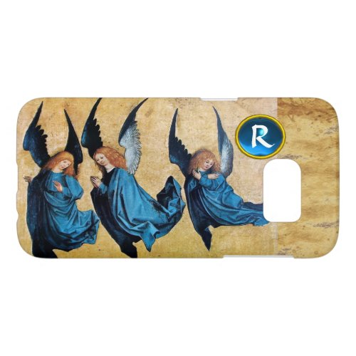 THREE CHRISTMAS ANGELS IN BLUE PARCHMENT MONOGRAM SAMSUNG GALAXY S7 CASE