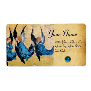 THREE CHRISTMAS ANGELS IN BLUE PARCHMENT, Sapphire Label