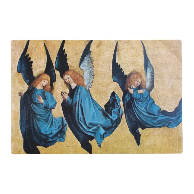 THREE CHRISTMAS ANGELS IN BLUE PLACEMAT (Front)