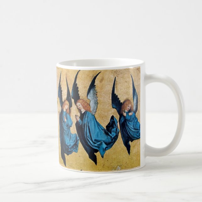 THREE CHRISTMAS ANGELS IN BLUE / Sapphire Gemstone Coffee Mug (Right)