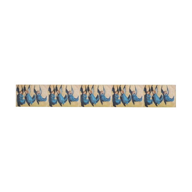 THREE CHRISTMAS ANGELS IN BLUE WRAP AROUND ADDRESS LABEL (Individual)