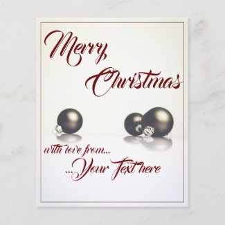 Three christmas balls in front of light background