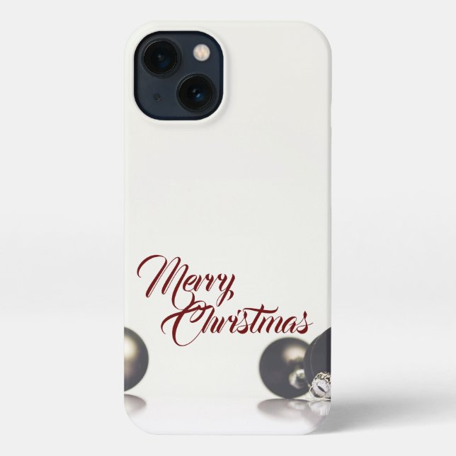 Three christmas balls in front of light background iPhone case (Back)