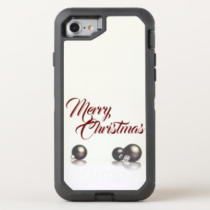 Three christmas balls in front of light background OtterBox defender iPhone SE/8/7 case