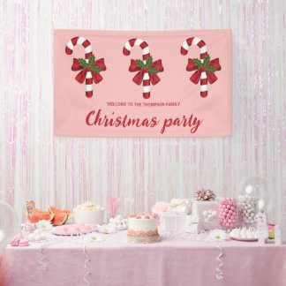Three Christmas Candy Canes - Christmas Party Banner