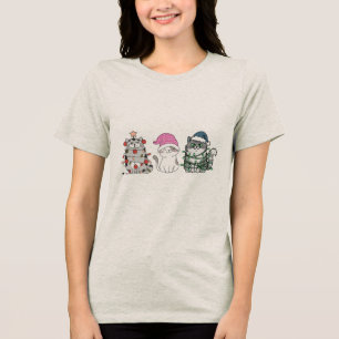 Three Christmas Cats Tri-Blend Shirt