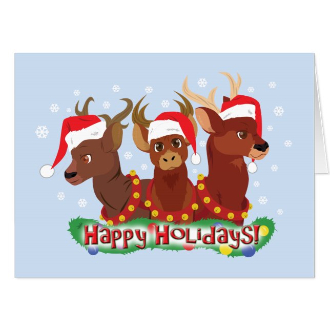 Three Christmas Deer Big Card (Front Horizontal)