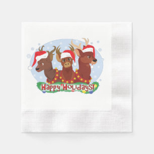 Three Christmas Deer Napkins