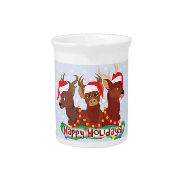 Three Christmas Deer Pitcher (Front)