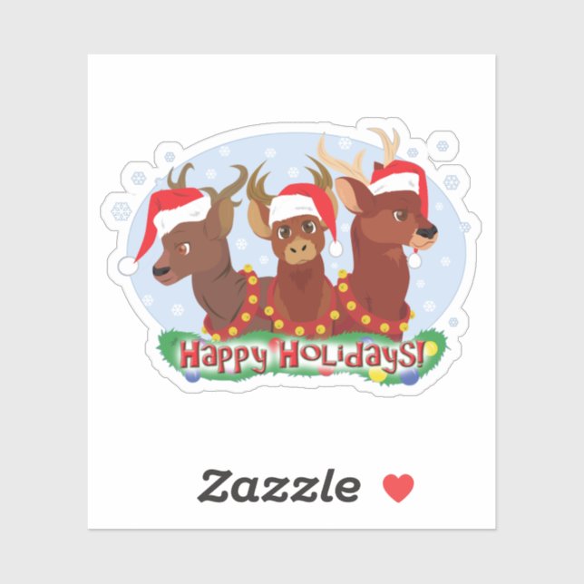 Three Christmas Deer Sticker (Sheet)