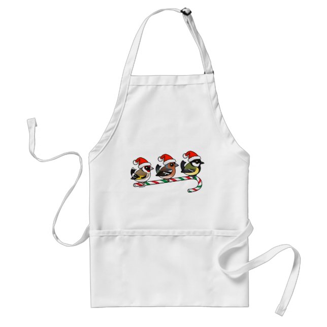 Three Christmas Finches (EU) Adult Apron (Front)