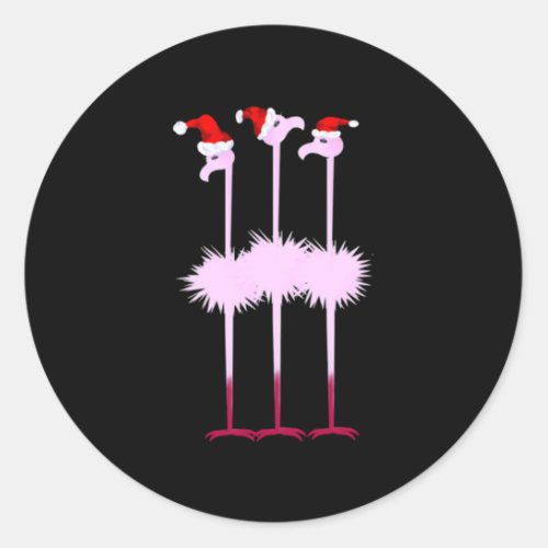 Three Christmas Flamingo Classic Round Sticker