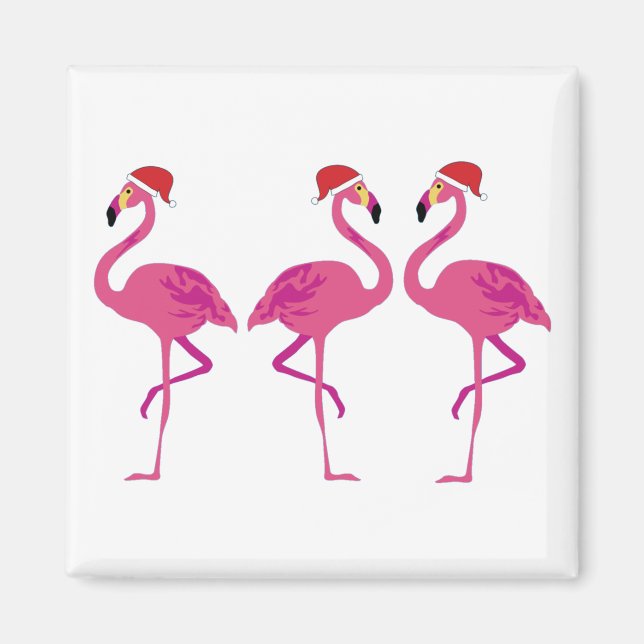 Three Christmas Flamingos Magnet (Front)