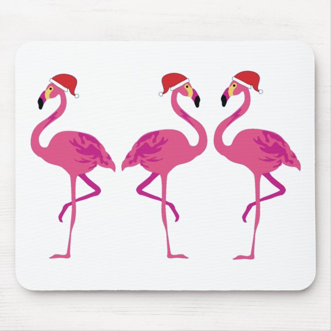 Three Christmas Flamingos Mouse Pad (Front)