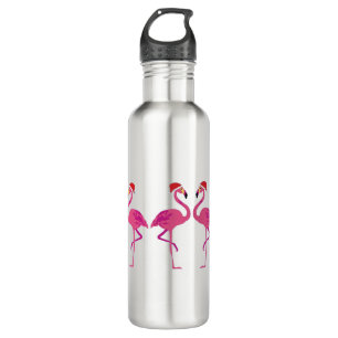 Three Christmas Flamingos Stainless Steel Water Bottle