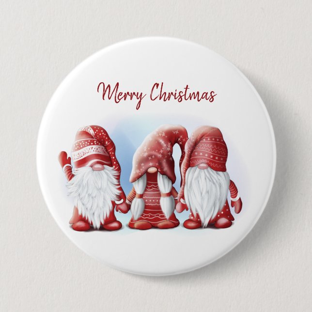 Three Christmas funny gnomes Coffee Mug Stone Magn Button (Front)