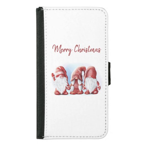 Three Christmas funny gnomes Coffee Mug Stone Magn Samsung Galaxy S5 Wallet Case