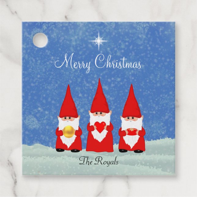 Three Christmas Gnomes Favor Tags (Front)