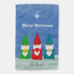 Three Christmas Gnomes Garden Flag