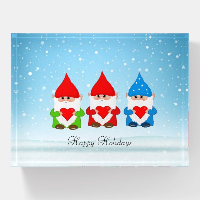 Three Christmas Gnomes Paperweight (Front)