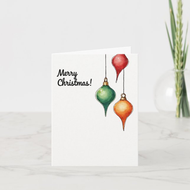 Three Christmas Ornaments Hanging Card (Front)