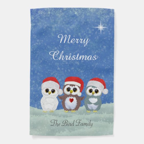 Three Christmas Owls Garden Flag