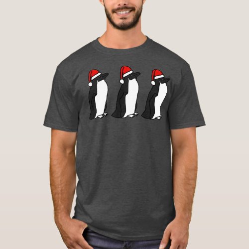 Three Christmas Penguins Wearing Santa Hats T_Shirt
