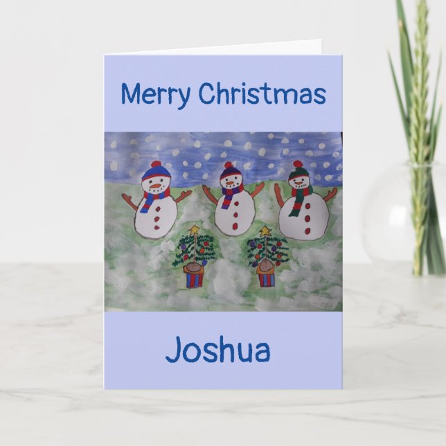 Three Christmas Snowmen Christmas Card (Front)