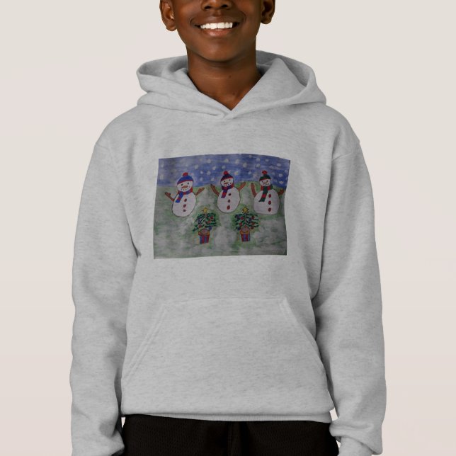 Three Christmas Snowmen Hoodie (Front)