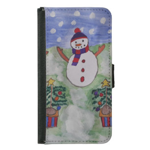 Three Christmas Snowmen Samsung Galaxy S5 Wallet Case