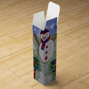 Three Christmas Snowmen Wine Box