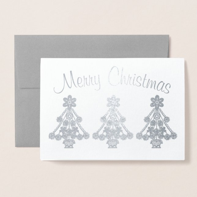 Three Christmas Tree Outlines Template (Front With Envelope)