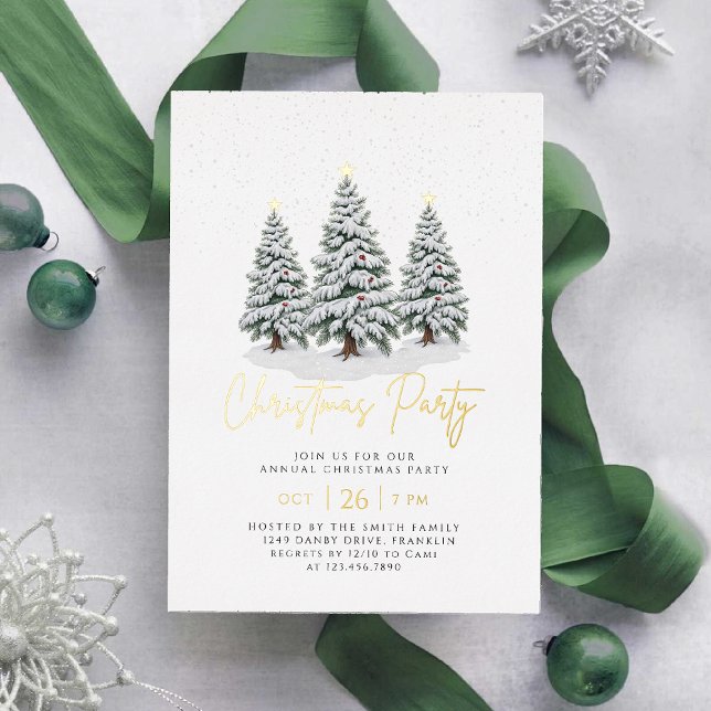 Three Christmas Trees Holiday Party  Foil Invitation (Creator Uploaded)