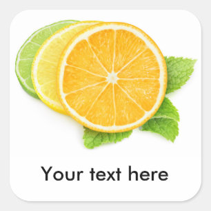 Three citrus slices square sticker