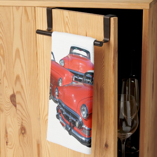 Three Classic Classy Red Cars, Dish Towel (Thirds Fold)