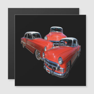 Three Classy Red And White Vintage Cars, 