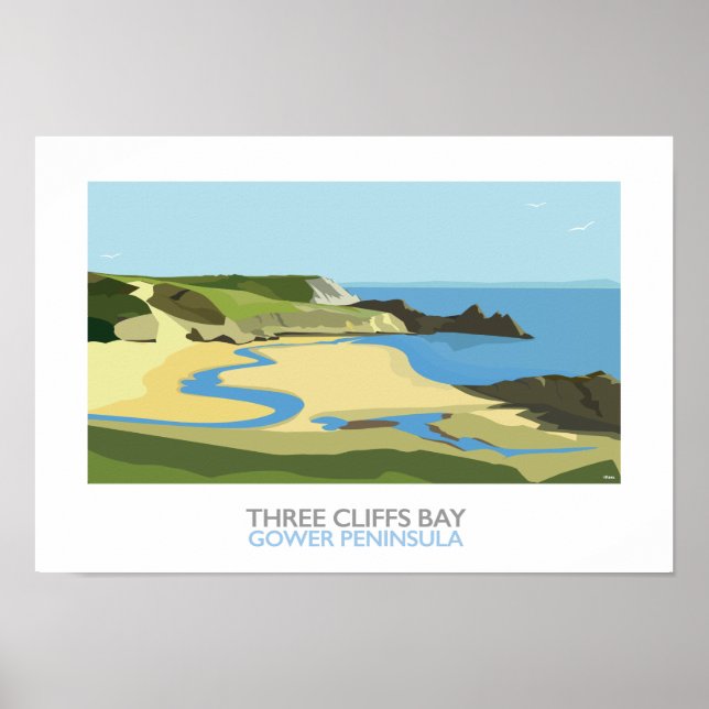 Three Cliffs Bay - Railway Poster (Front)
