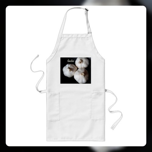 Three Cloves of Whole White Garlic Long Apron