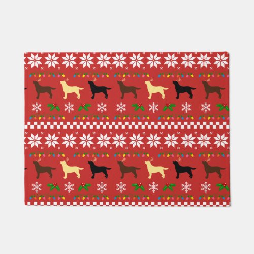 Three Coat Colors Labrador Retrievers Christmas Doormat