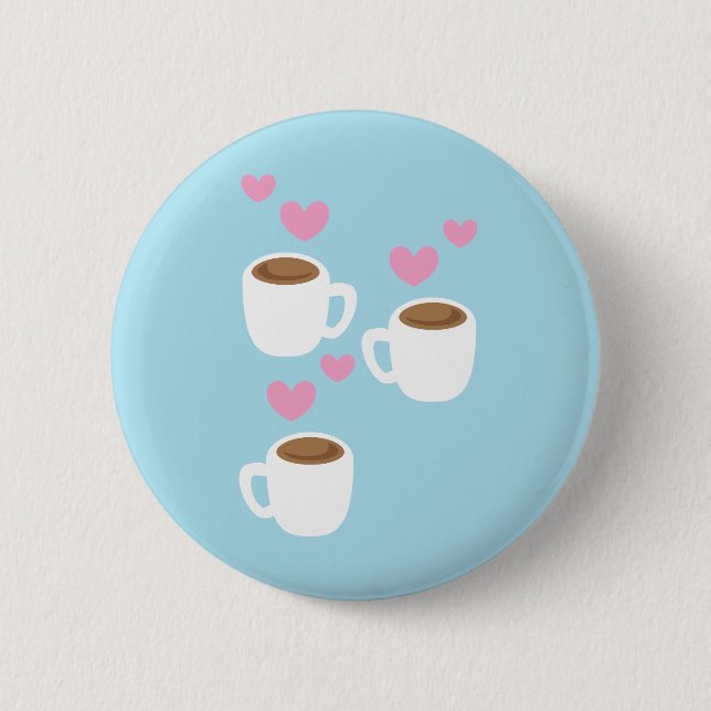 three coffees pinback button (Front)
