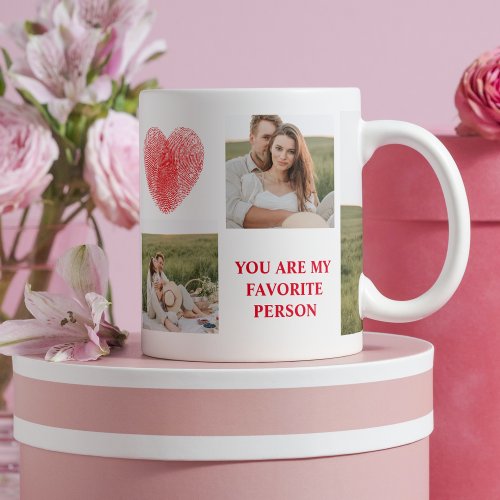  Three Collage Couple Photo  Valentines Gift Coffee Mug