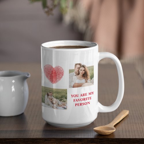  Three Collage Couple Photo  Valentines Gift Coffee Mug
