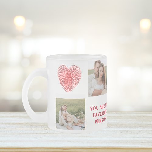  Three Collage Couple Photo  Valentines Gift Frosted Glass Coffee Mug