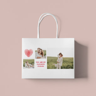 Three Collage Couple Photo Valentines Gift Large Gift Bag
