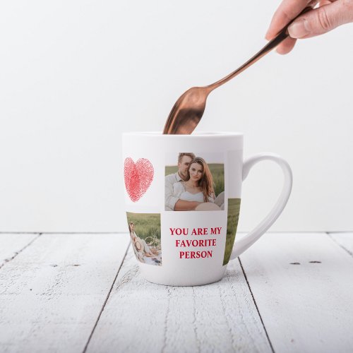  Three Collage Couple Photo  Valentines Gift Latte Mug