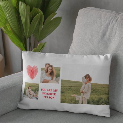  Three Collage Couple Photo  Valentines Gift Lumbar Pillow