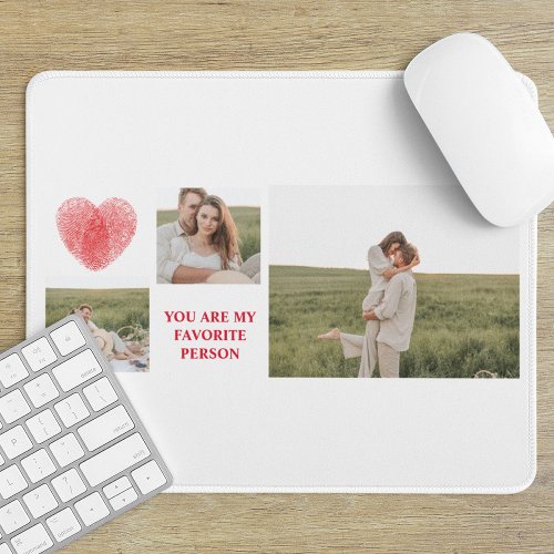  Three Collage Couple Photo  Valentines Gift Mouse Pad